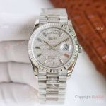 Swiss Rolex Day-Date 36 mm CSF 2836 Diamond-Paved Baguette rainbow Dial Stainless steel